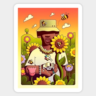 Flower Boy and Bee Sticker